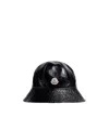 Moncler Logo-patch High-shine Bucket Hat In Black