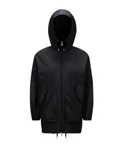 Moncler Logo-patch Hooded Jacket In Black