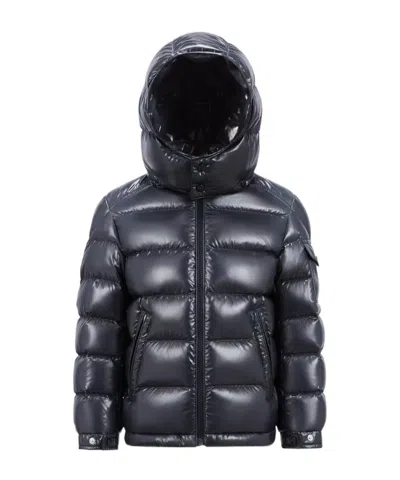 Moncler Logo-patch Hooded Padded Jacket In Blue