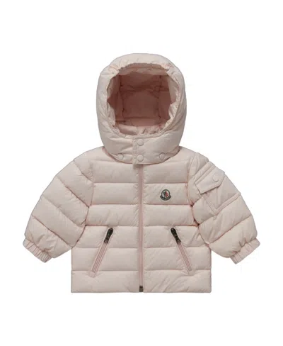 Moncler Logo-patch Hooded Padded Jacket In Pink