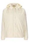 Moncler White Down Jacket With Logo Patch On The Sleeve In Tech Fabric Man In 04a