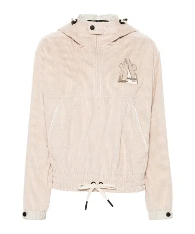MONCLER MONCLER GRENOBLE LOGO DETAILED CORDUROY HOODIE