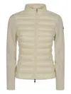 Moncler Turtleneck Cardigan Jacket With Zip Closure In Neutral