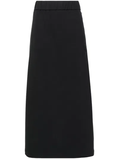 Moncler Logo-patch Jersey Midi Skirt In Black
