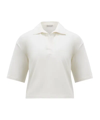 Moncler Logo-patch Jersey Polo Shirt In White
