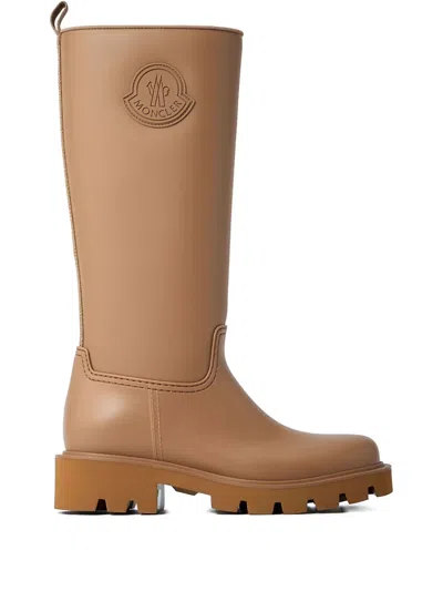 Moncler Logo-patch Knee-high Boots In Brown