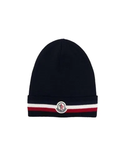 Moncler Logo-patch Knitted Beanie In Black