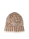Moncler Logo Patch Knitted Beanie In Brown