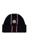 MONCLER MONCLER LOGO PATCH KNITTED BEANIE
