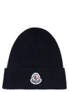 MONCLER MONCLER LOGO PATCH KNITTED BEANIE