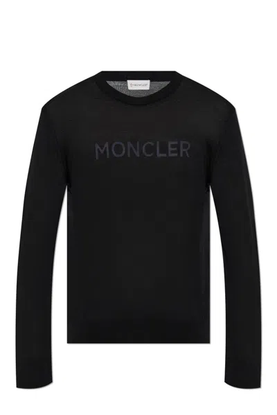 Moncler Men's Virgin Wool Crew-neck Sweater In Black