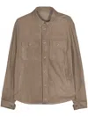 Moncler Logo-patch Leather Jacket In Neutrals