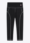 Moncler Leggings With Logo Patch And Contrast Stitching In Black