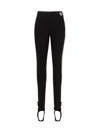 Moncler Black Stretch Fabric Leggings With Logo Patch In Black