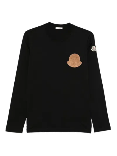 Moncler Logo-patch Long-sleeve Top In Black