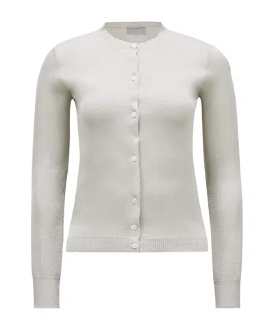 Moncler Logo-patch Metallic Cardigan In White