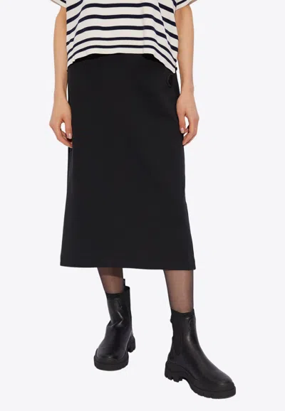 Moncler Logo-patch Midi Skirt In Black