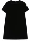 Moncler Short Sleeve Velvet Shift Dress In Black
