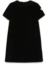 Moncler Short Sleeve Velvet Shift Dress In Black