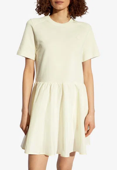 Moncler Logo Patch Mini Flared Dress In White