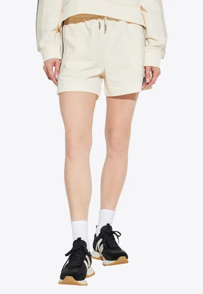 Moncler Logo Patch Mini Shorts In Cream