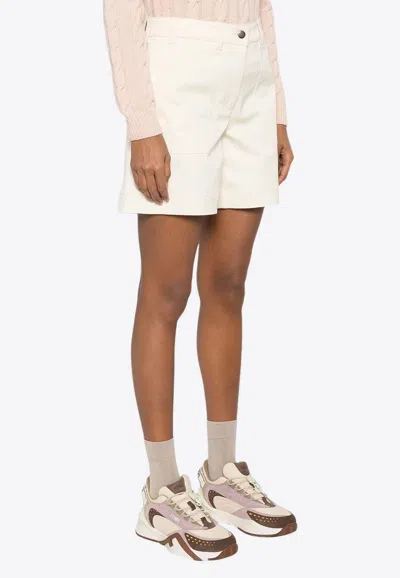 Moncler Logo Patch Mini Shorts In Neutral