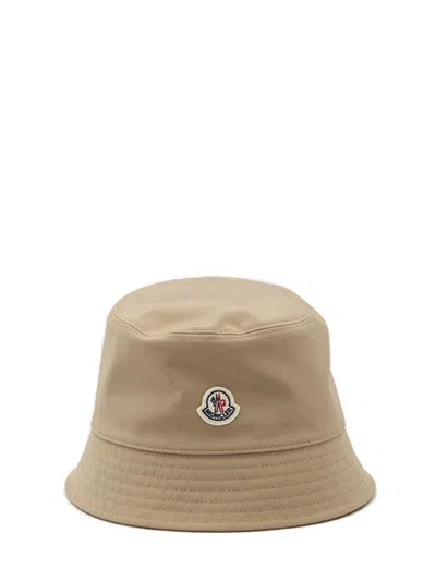 Moncler Logo-patch Bucket Hat In Beige