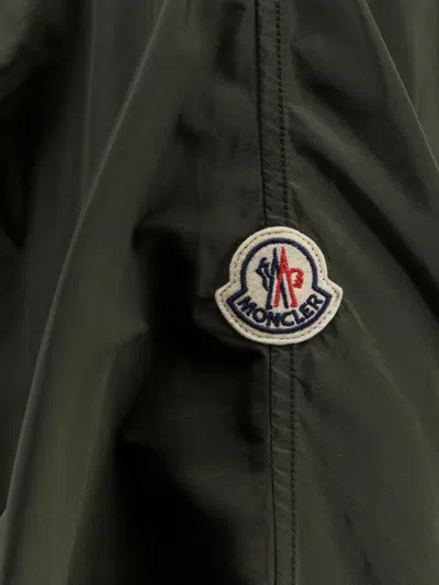 Moncler Logo Patch Nylon Cape Jacket In Green