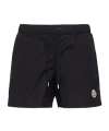 Moncler Logo Patch Detail Elastic Waist Swim Shorts In Black