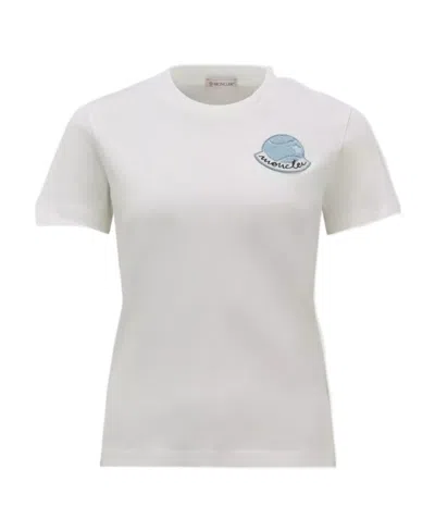 Moncler Logo-patch Organic-cotton T-shirt In White