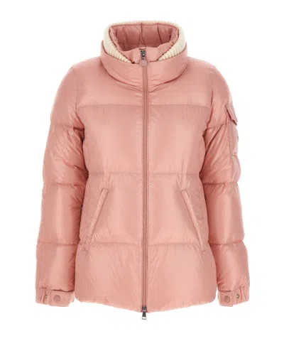 Moncler Logo-patch Padded-design Jacket In Pink