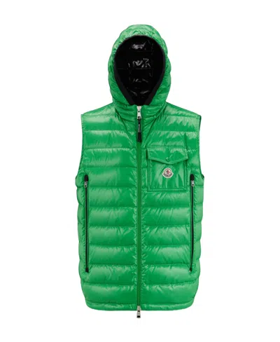 Moncler Down Vest In Green