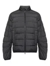 Moncler Quilted Down Jacket With High Collar And Logo Patch