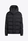 Moncler Hooded Quilted Long Sleeve Jacket In Black