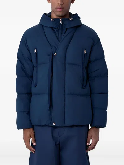 Moncler Logo-patch Padded Jacket In Blue