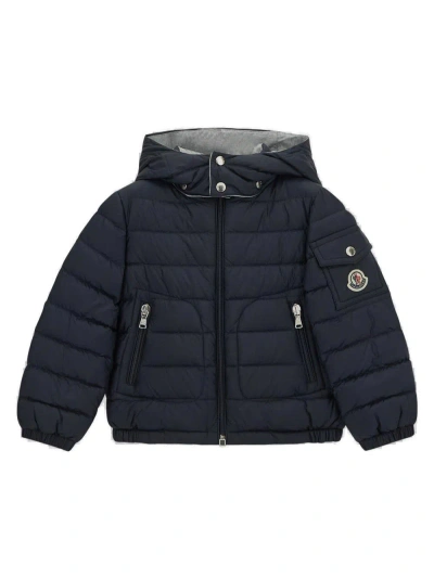 Moncler Babies' Logo Patch Padded Jacket In Blue