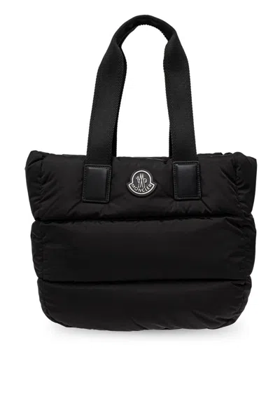 Moncler Logo Patch Padded Tote Bag In Negro