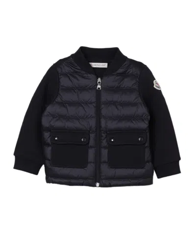 Moncler Logo-patch Panelled Bomber Jacket In Blue