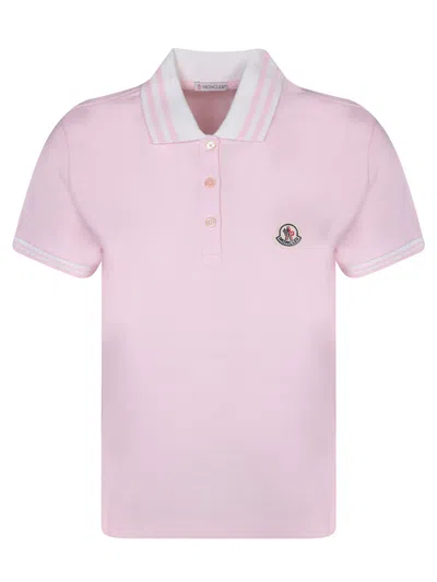 Moncler Logo Patch Pink Polo Shirt