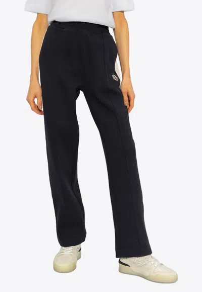 Moncler Logo-patch Piqué Track Pants In Navy