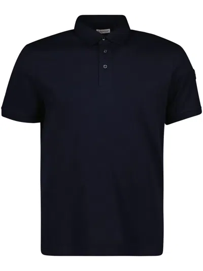 Moncler Poloshirt Mit Logo-patch In Blue