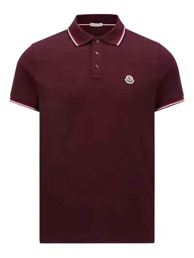 Moncler Logo-patch Polo Shirt In Burgundy