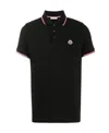 Moncler Men Tricolor-trimmed Cotton Piquet Polo Shirt Navy In Black