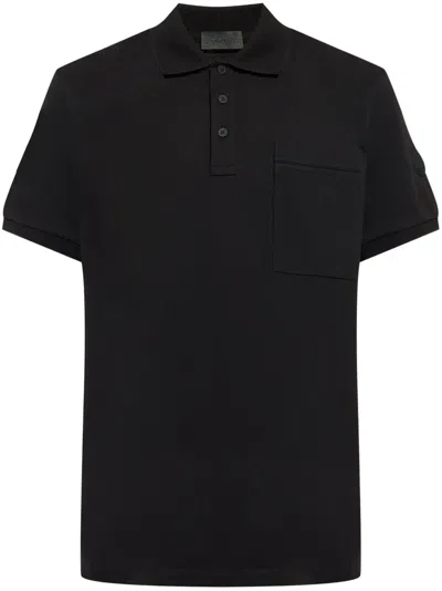 Moncler Cotton Polo Shirt With Logo In Black