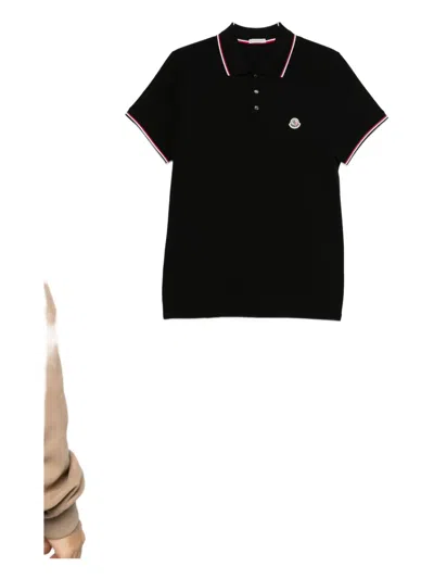 Moncler Logo-patch Polo Shirt In Black