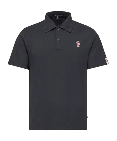 Moncler Logo Patch Polo Shirt In Black