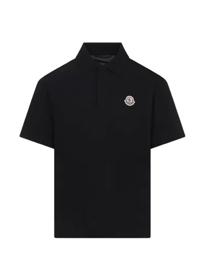 Moncler Logo-patch Polo Shirt In Black