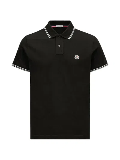 Moncler Logo-patch Polo Shirt In Black