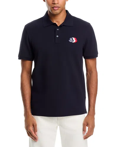 Moncler Logo Patch Polo Shirt In Black
