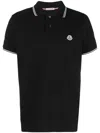 Moncler Men Tricolor-trimmed Cotton Piquet Polo Shirt Navy In Black